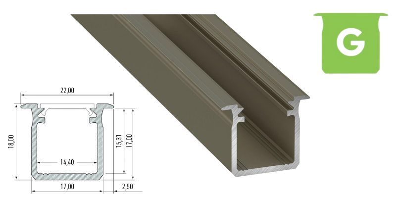 Profil LED typ G inox